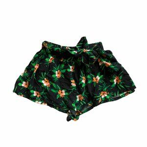 Vintage high waisted Tropical tie front flowy shor